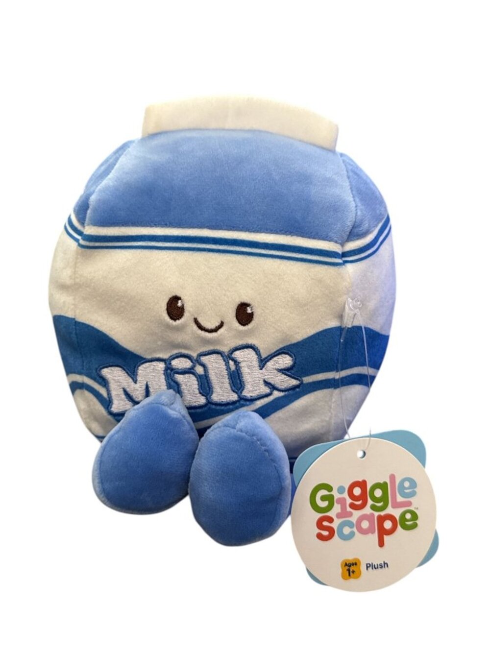 Gigglescape Milk Carton Plush Toy For Ages 1+ - Soft & Cuddly Blue And White Stu